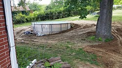 also one of my yards. everything after the retaining walls for a bit was pieces of one of my yards over the years. Can't tell but around 20ft above that pool is a zip line that you ride down the hill to drop in the pool. Never let my children say the had a boring childhood