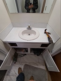 Very plain and sink doesn't drain