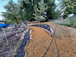 terraced and separated with flower bed to be more functional.